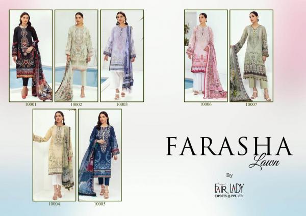 Fair Lady Farasha Lawn Satin Designer Embroidery Pakistani Salwar Collection